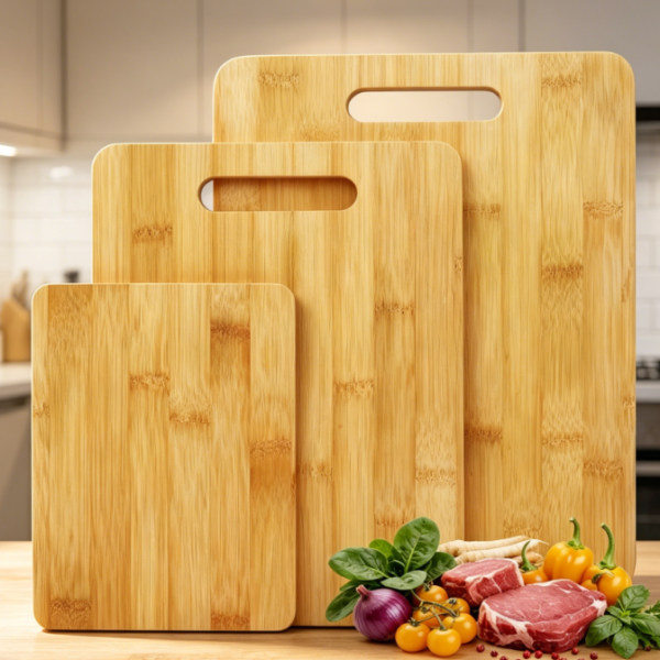 Lightweight 3-Piece Bamboo Cutting Board Set With Hanging Holes