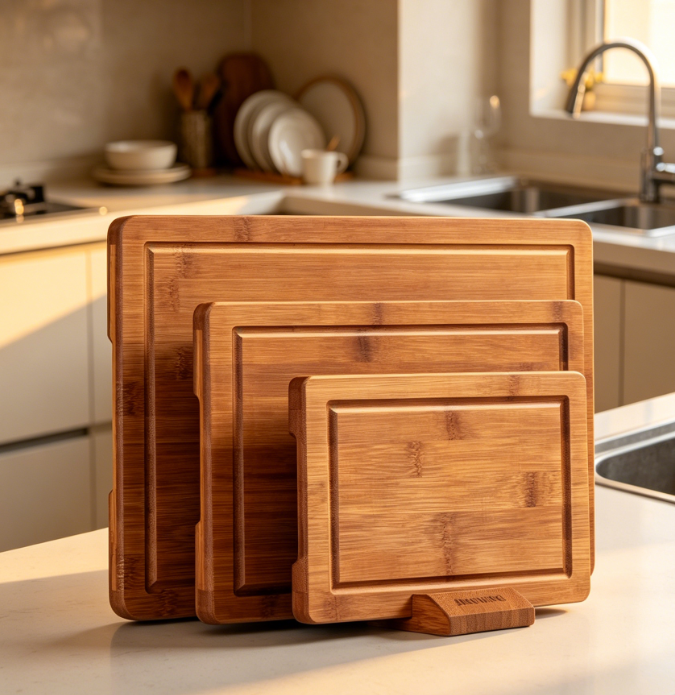 Carbonized Bamboo Cutting Board With Non-Slip Deep Juice Groove - Image 2