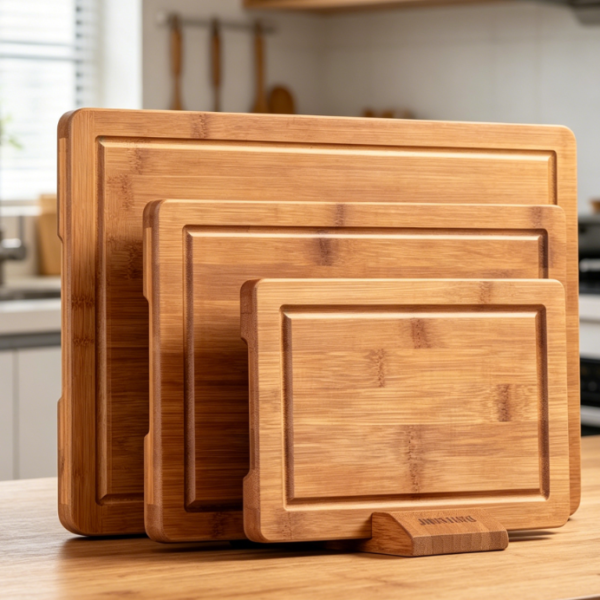 Carbonized Bamboo Cutting Board With Non-Slip Deep Juice Groove
