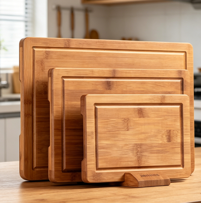 Carbonized Bamboo Cutting Board With Non-Slip Deep Juice Groove