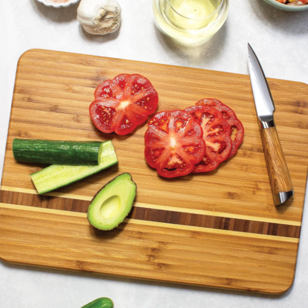 Dual-Purpose Bamboo Cutting Board For Cutting And Serving