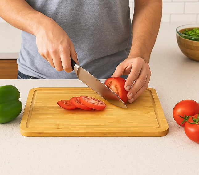 Large Non-Slip Bamboo Cutting Board With Juice Groove - Image 2