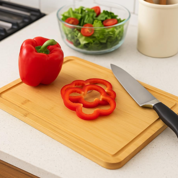 Large Non-Slip Bamboo Cutting Board With Juice Groove