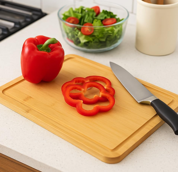 Large Non-Slip Bamboo Cutting Board With Juice Groove
