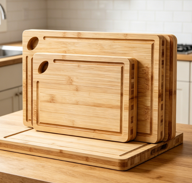 Thickened 3-Piece Bamboo Cutting Board Set With Deep Juice Grooves - Image 2