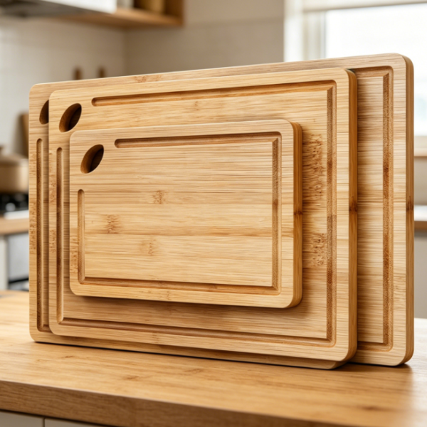 Thickened 3-Piece Bamboo Cutting Board Set With Deep Juice Grooves