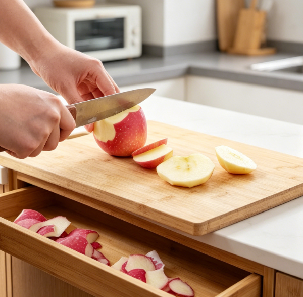 Large Non-Slip Bamboo Cutting Board With Waste Tray