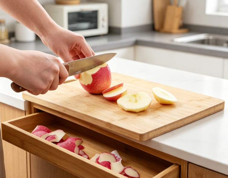 Large Non-Slip Bamboo Cutting Board With Waste Tray