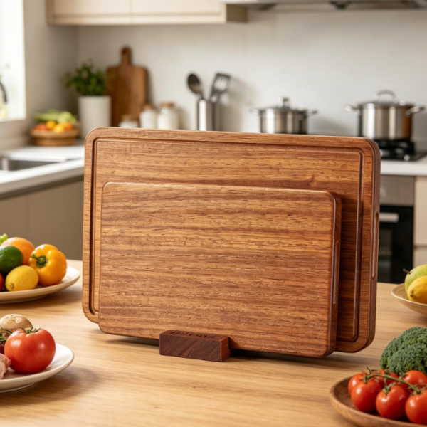 Large Thickened Teak Cutting Board With Non-Slip Juice Groove