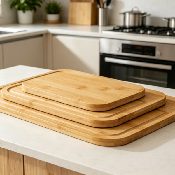 3-Piece Bamboo Cutting Board Set With Non-Slip Rubber Pads
