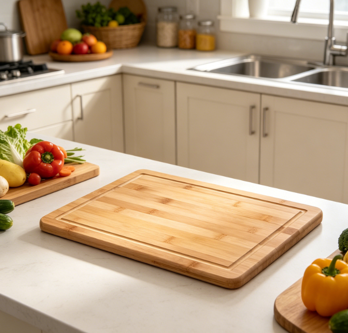 Bamboo Cutting Board With Non-Slip Soft Base Pad - Image 2