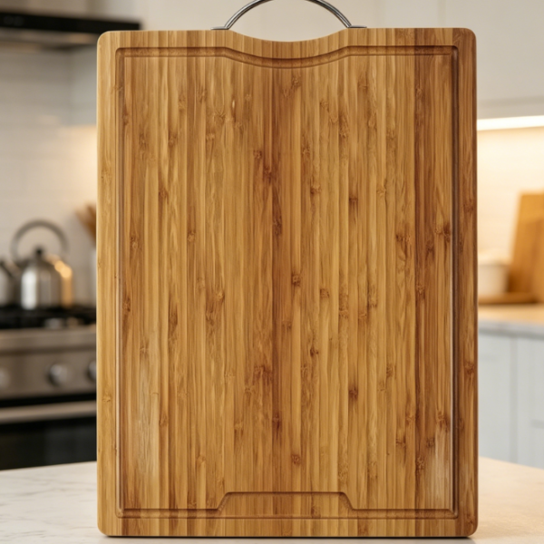 Natural Bamboo-Colored Non-Slip Kitchen Cutting Board