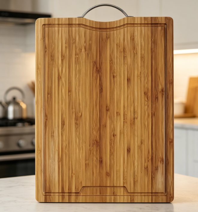 Natural Bamboo-Colored Non-Slip Kitchen Cutting Board
