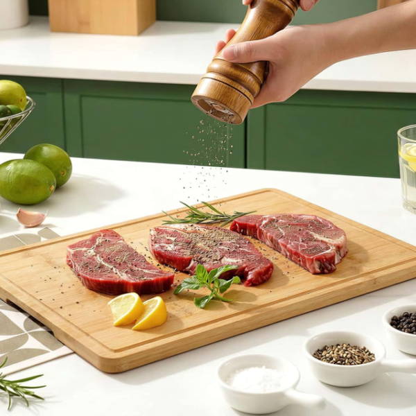 Large Non-Slip Bamboo Cutting Board With Juice Groove And Handle