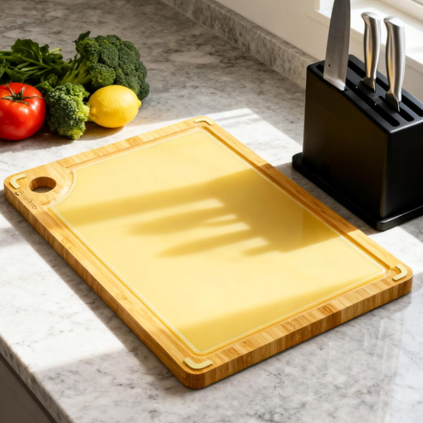 Dual-Sided Bamboo And Glass Non-Slip Cutting Board With Juice Groove