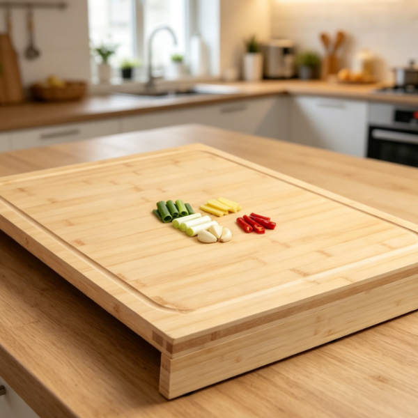 Large Dual-Sided Non-Slip Bamboo Cutting Board With Support Stand