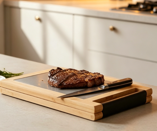 5-In-1 Foldable Non-Slip Bamboo Cutting Board With Juice Groove