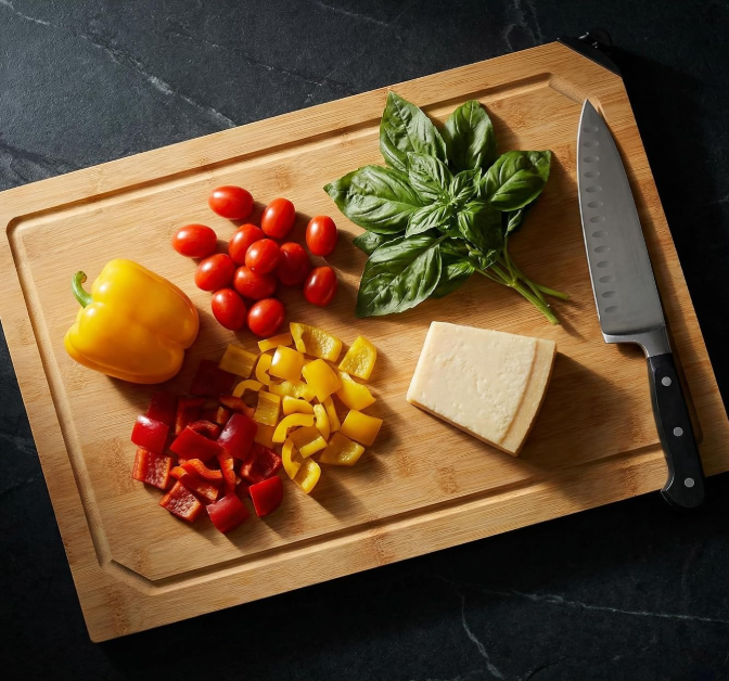 Natural Bamboo Non-Slip Cutting Board With Knife Sharpener - Image 2
