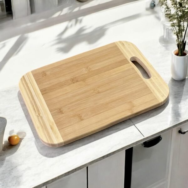 Natural Bamboo Non-Slip Cutting Board With Smooth Handle