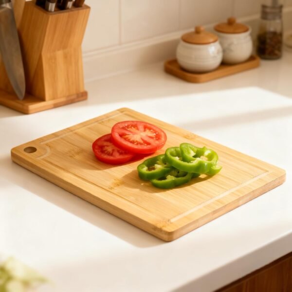 Small Non-Slip Bamboo Cutting Board With Juice Groove