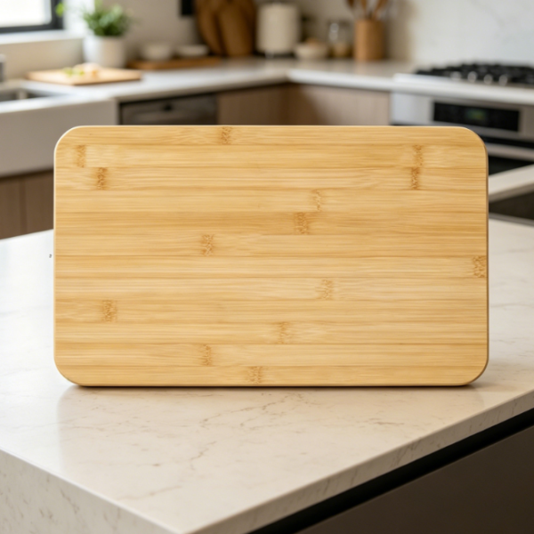 Large Bamboo Cutting Board With Non-Slip Silicone Feet