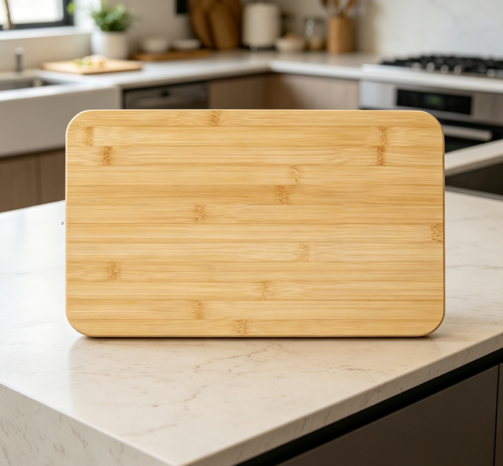Large Bamboo Cutting Board With Non-Slip Silicone Feet