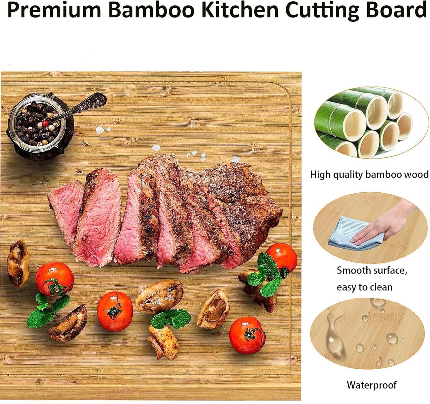 Non-Slip Bamboo Cutting Board With Rim (Sink-Compatible) - Image 2